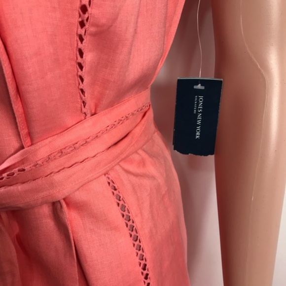 Jones New York Coral Linen Sleeveless Midi Dress 4 - Picture 6 of 8